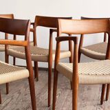 Chaises de Salle à Manger Danoises Modèle 57 en Teck, Niels O. Møller, JL Mollers, Ensemble de 6