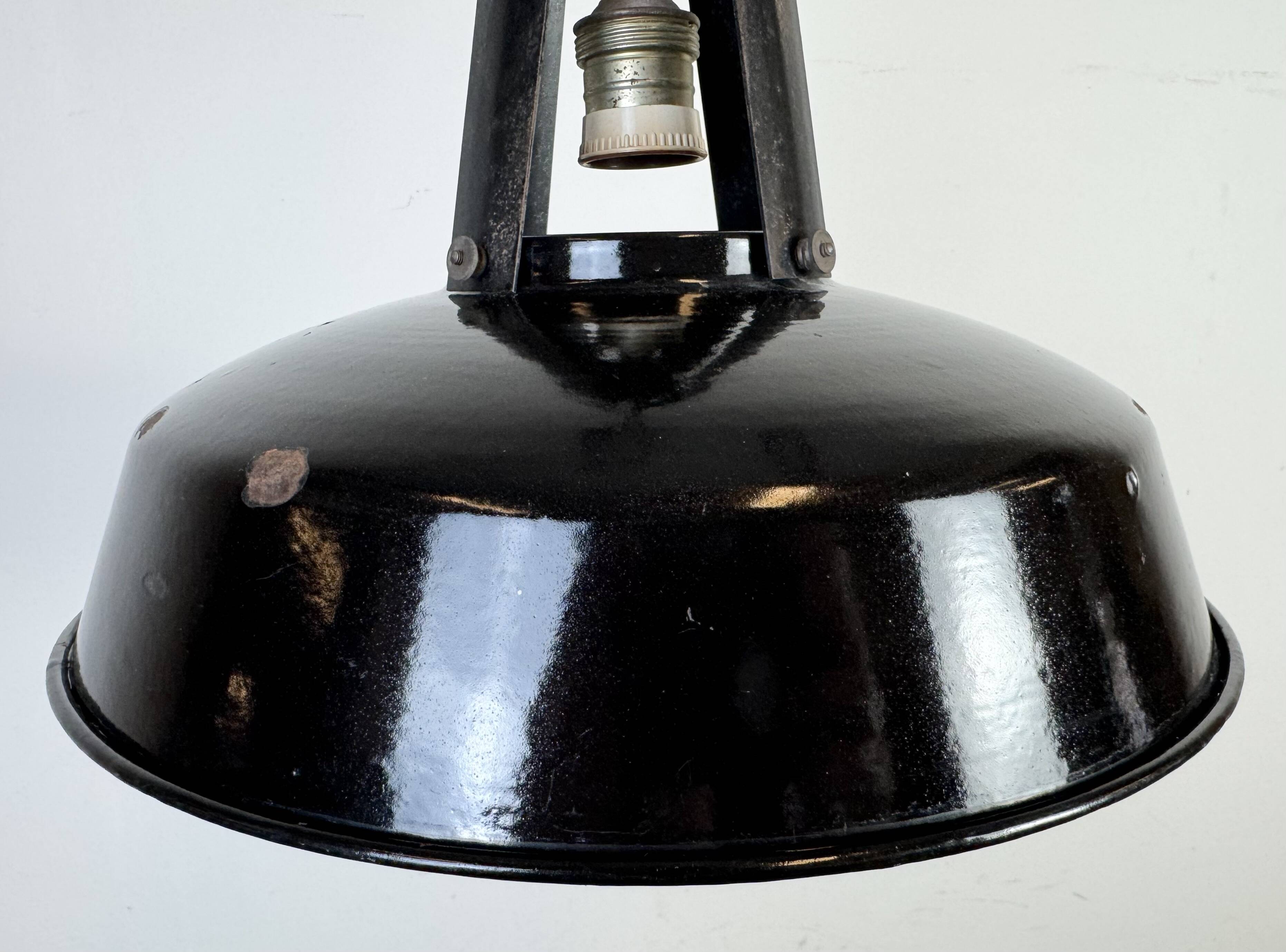 Industrial french black enamel pendant lamp from mazda, 1960s