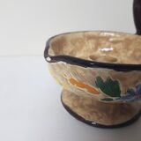 Floral motif ceramic candle holder signed J Massier Vallauris