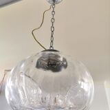 Suspension in pleated glass type Mazzega design 70s