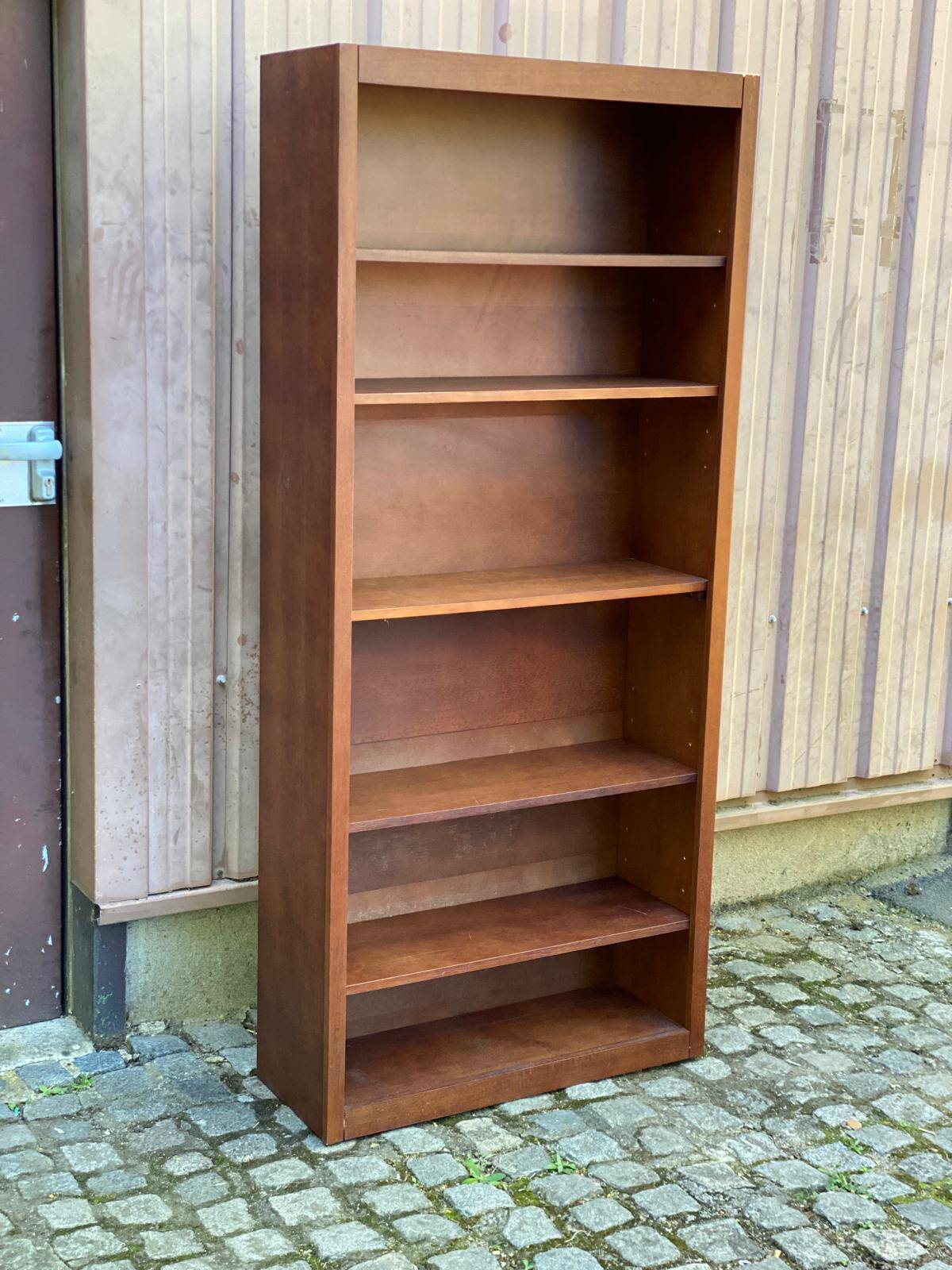 Vintage Scandinavian wooden bookshelf 80x180cm