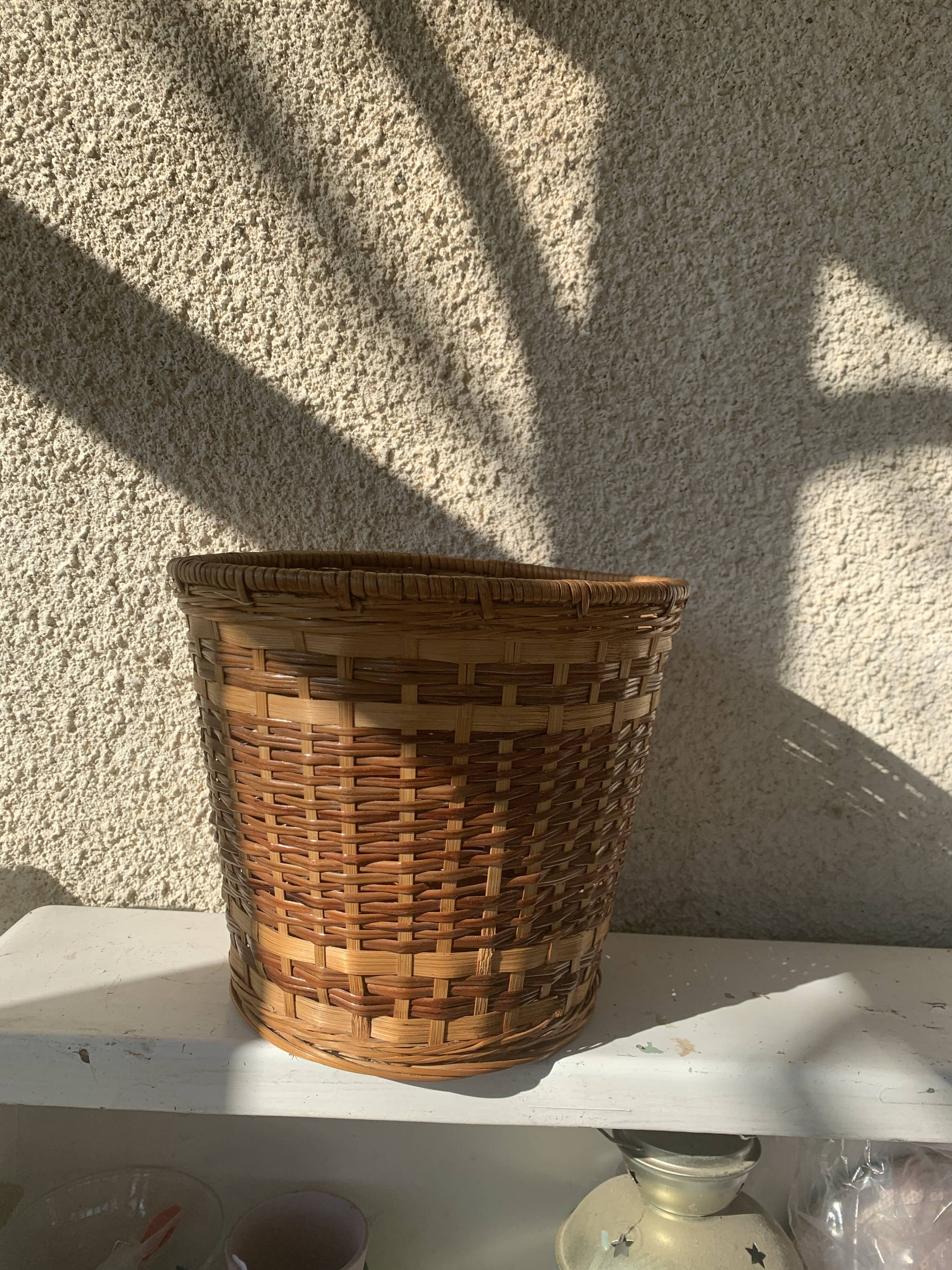 Vintage braided wicker pot cover