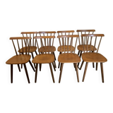 Set of 8 vintage chairs with bars and compass legs 1960