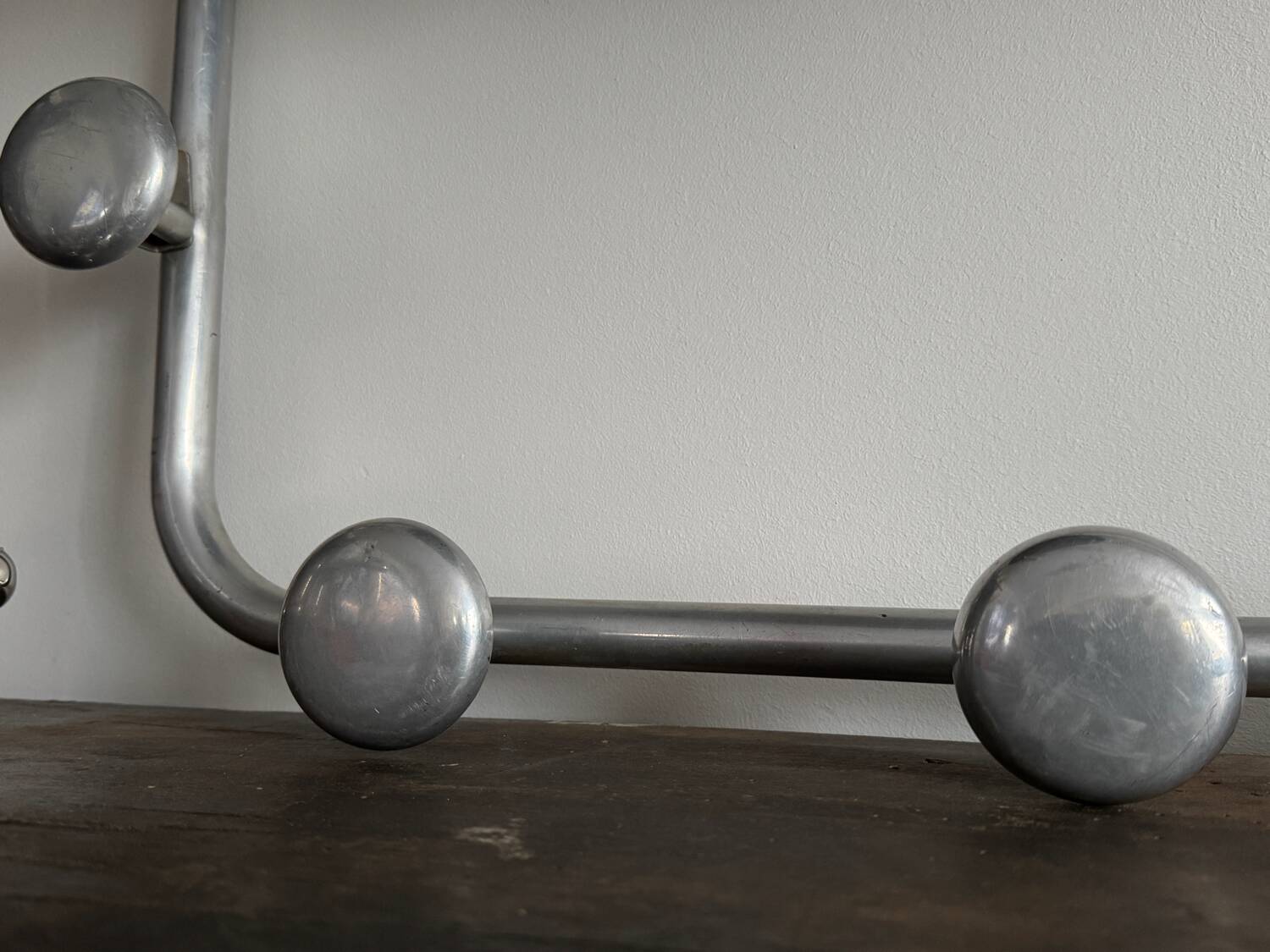 Vintage wall-mounted aluminum coat rack