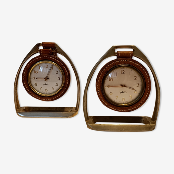 Pair of Longchamps 1960 leather stirrup pendulettes.