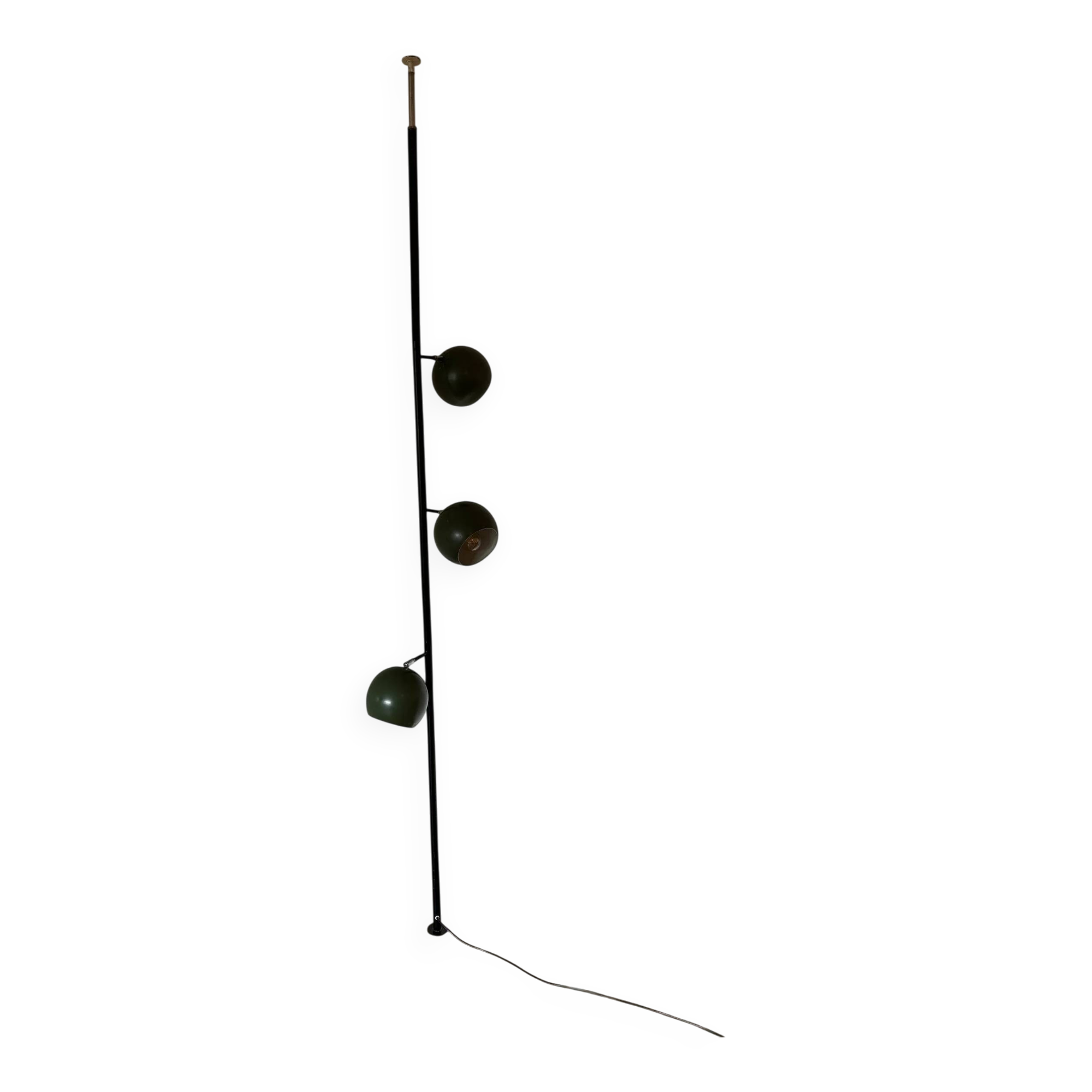 Three-headed "eyeball" floor-to-ceiling lamp, mid-century modern.