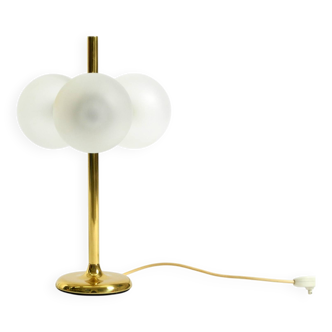 1960s Space Age brass table lamp by Kaiser Leuchten  with 3 glass globes