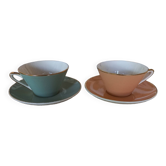 Paire de tasses avec soucoupes anciennes Villeroy et Boch