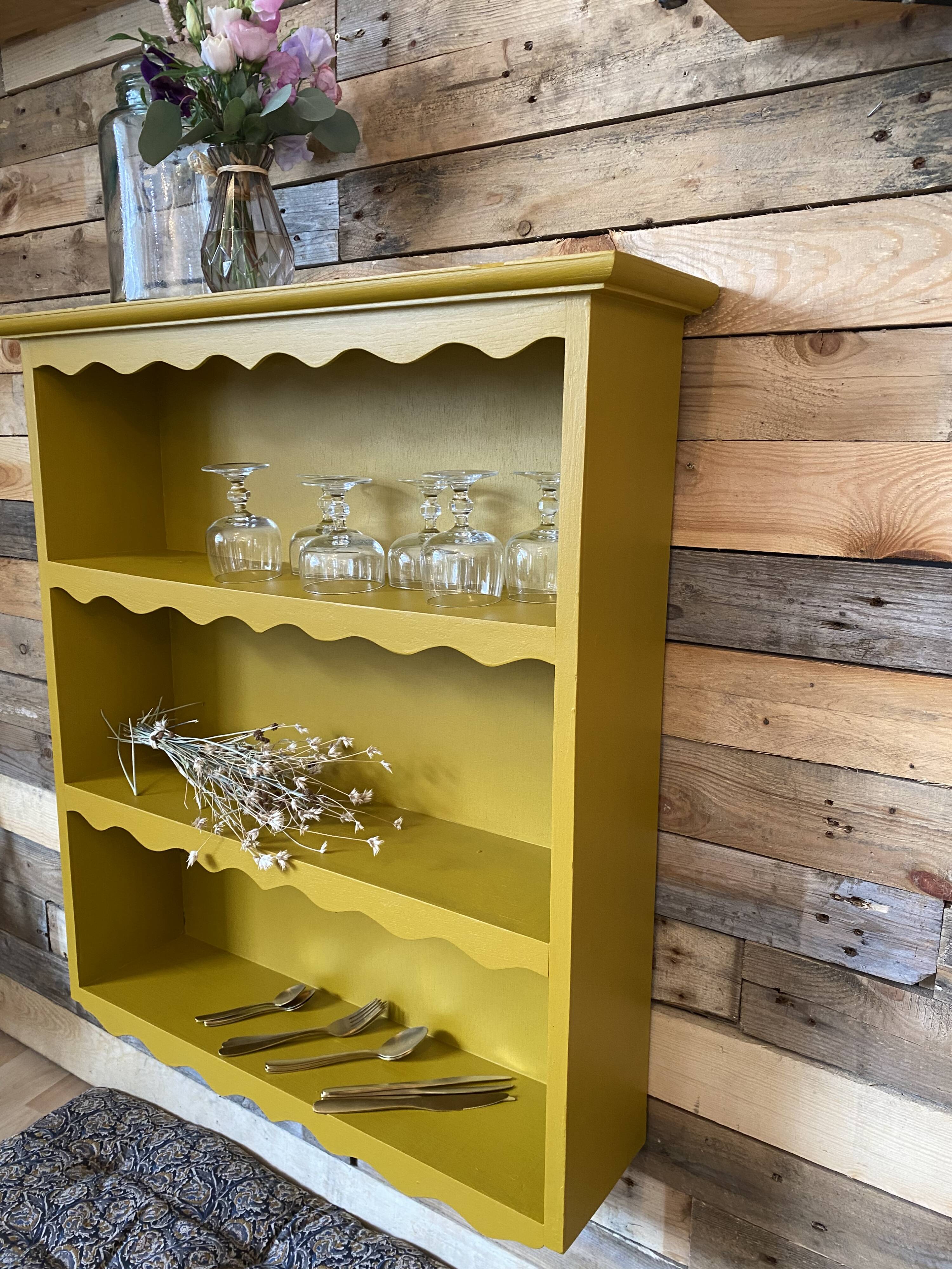 Renovated old saffron wall shelf
