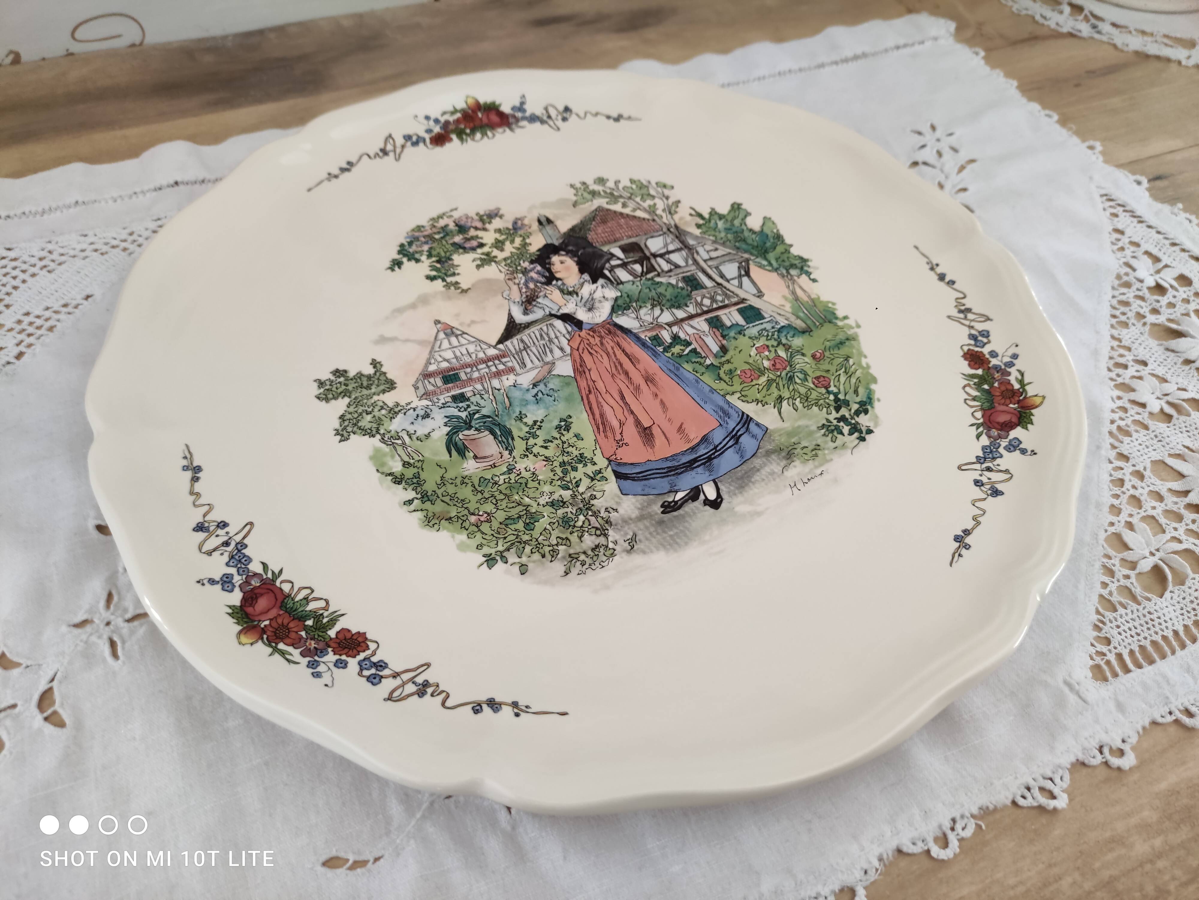 Plat à tarte ou à gâteau Sarreguemines Obernai