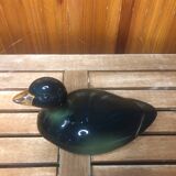 Ancienne terrine michel caugant forme canard céramique vert doré vintage #a409