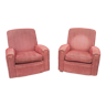 Pairs of art deco club armchairs in red fabrics year 30