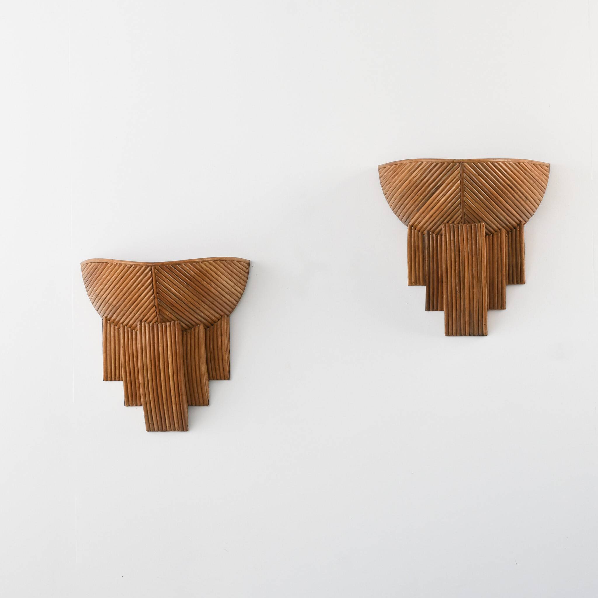 Pair of Rattan Wall Lamps