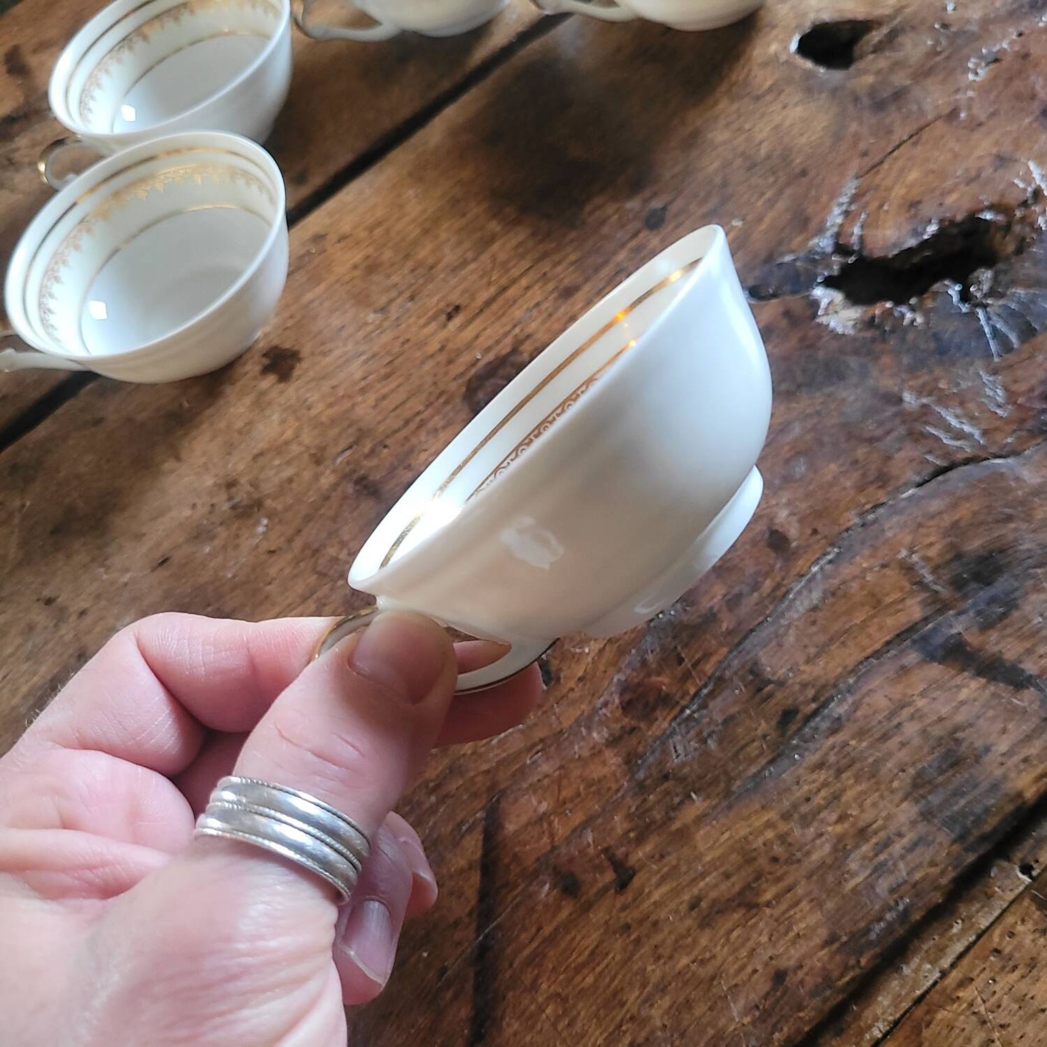 5 porcelain cups from Limoges – A. Lanternier & Cie – gold decoration
