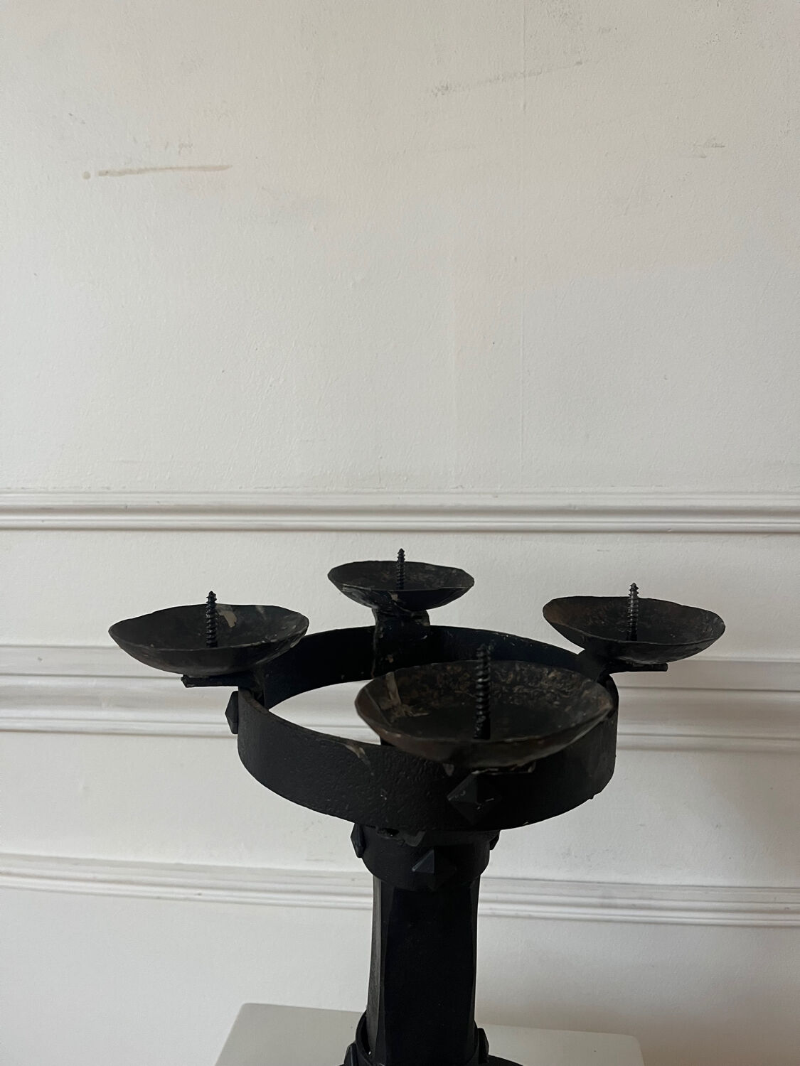 Brutalist wrought iron chandelier antique