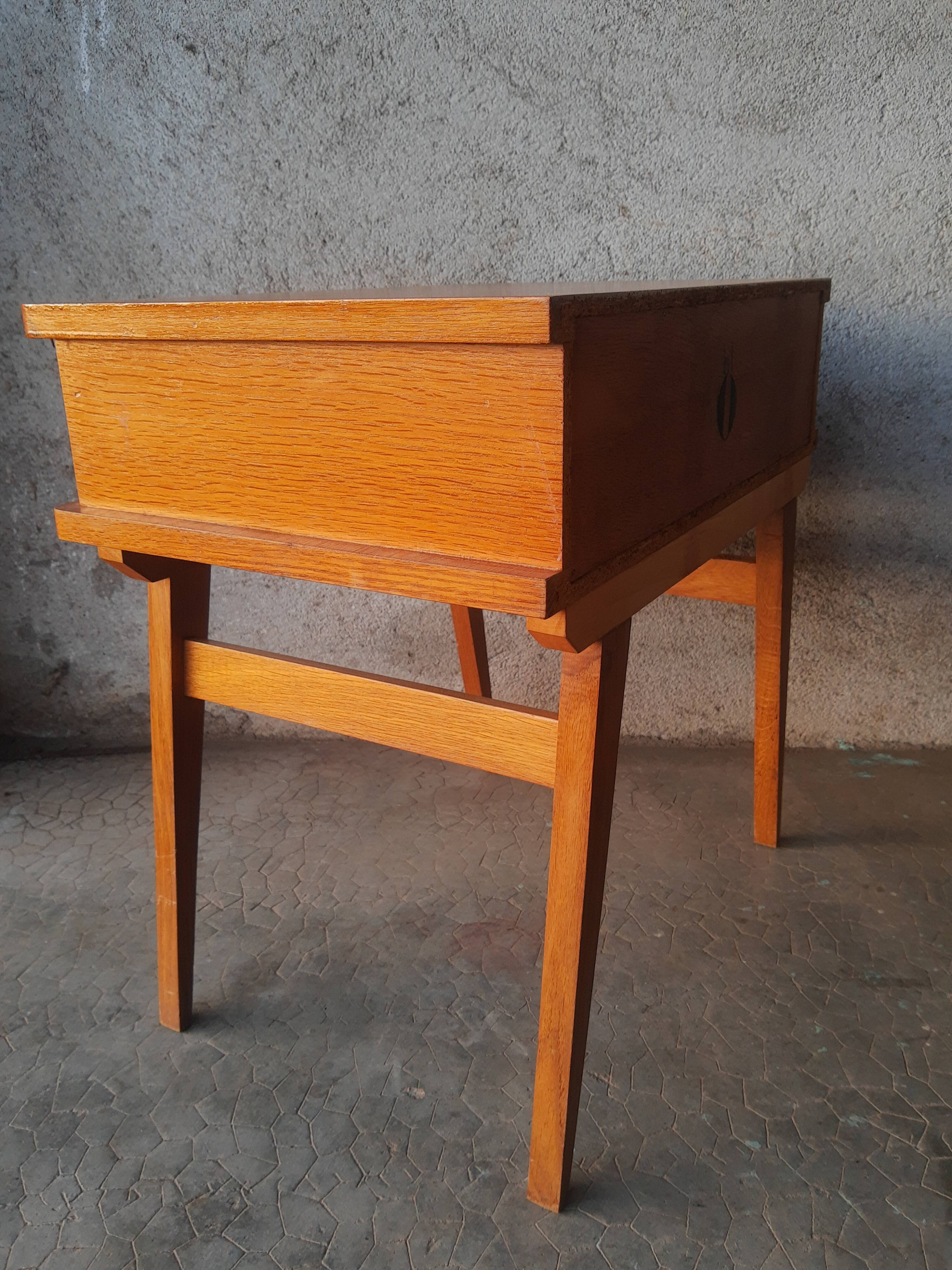 Vintage wooden compass foot bedside table