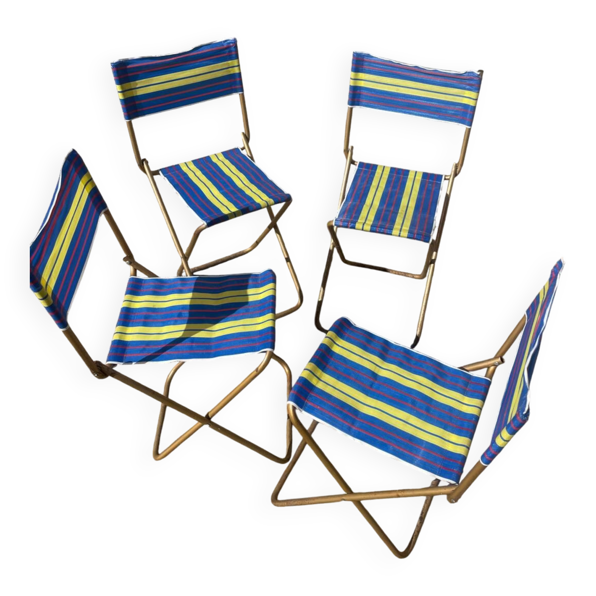 Set of 4 vintage folding camping chairs