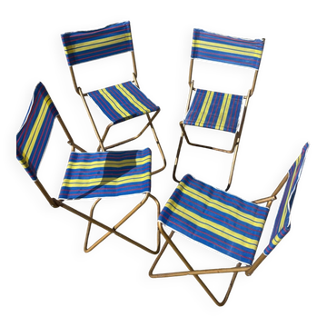 Set of 4 vintage folding camping chairs