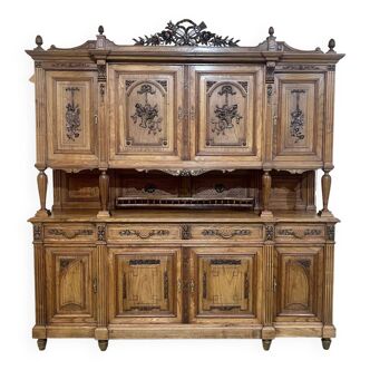 Sideboard 2 body 8 doors in chestnut and elm Louis XVI style - early twentieth century