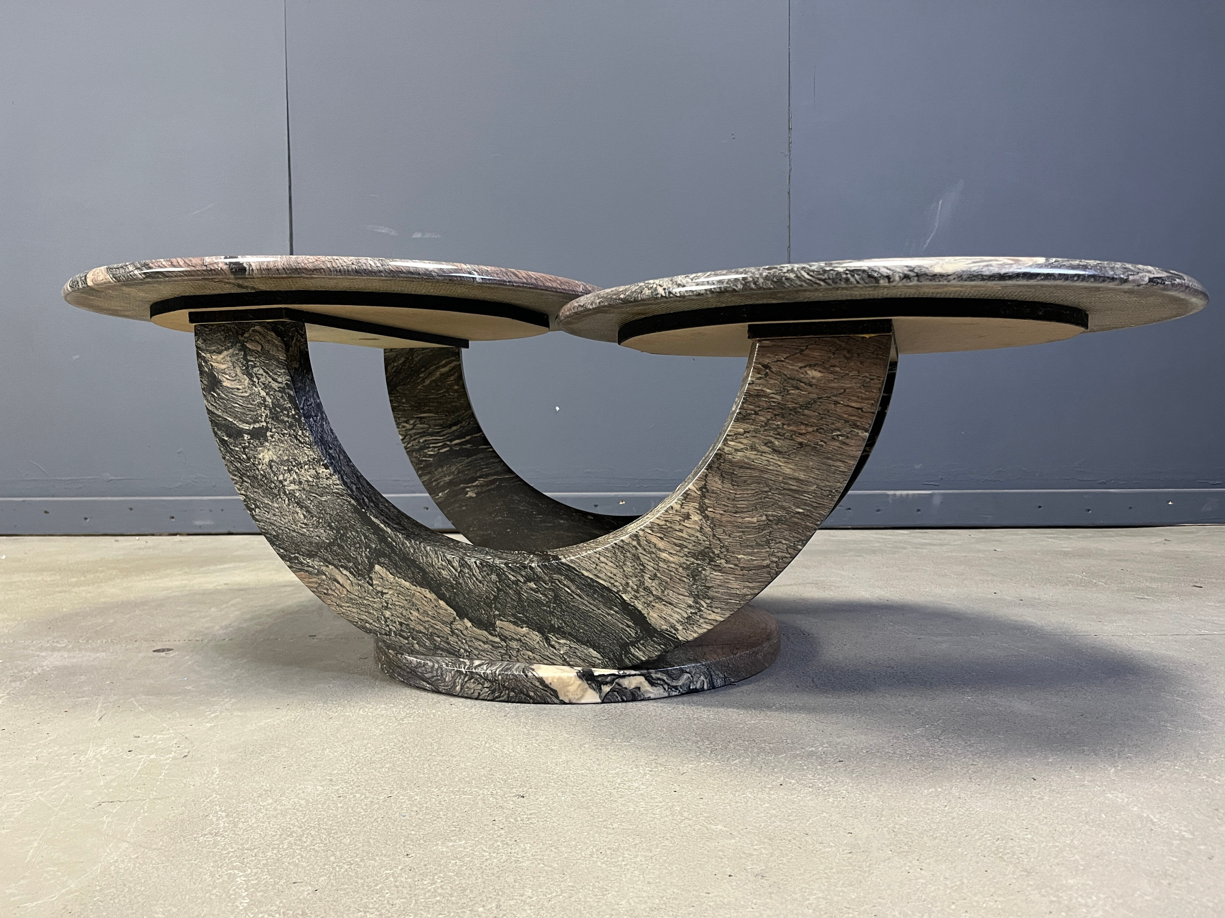 Vintage two tier marble coffee table, 1970s