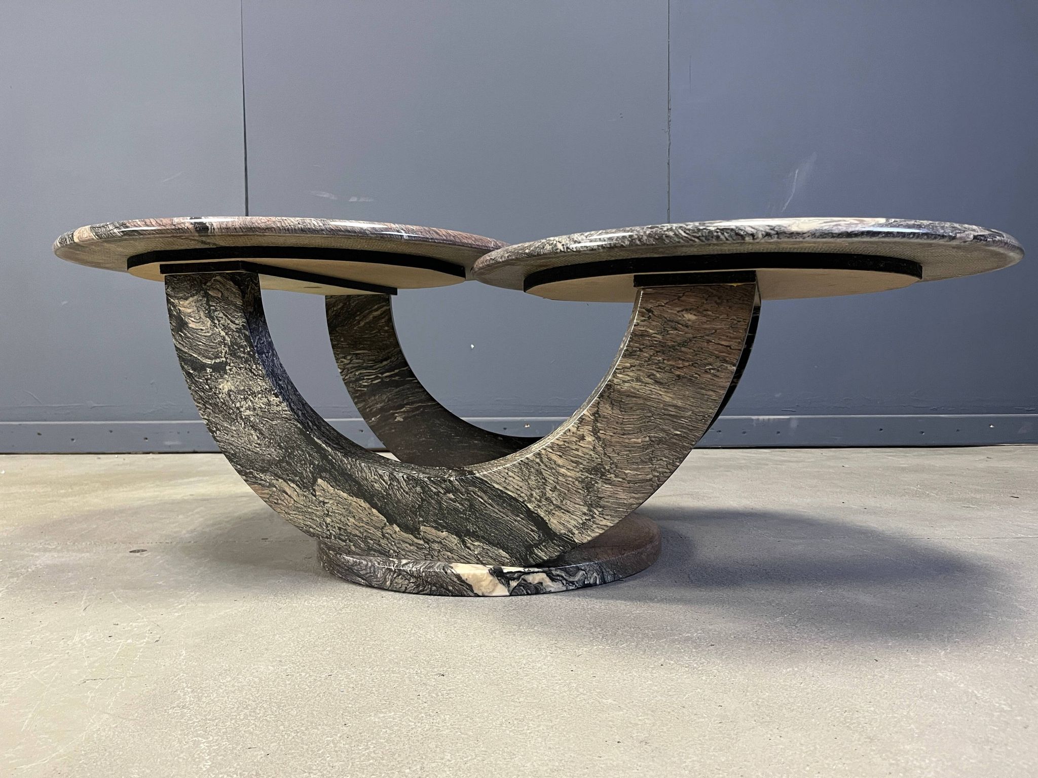 Table basse en marbre vintage à deux niveaux, années 1970