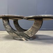 Table basse en marbre vintage à deux niveaux, années 1970