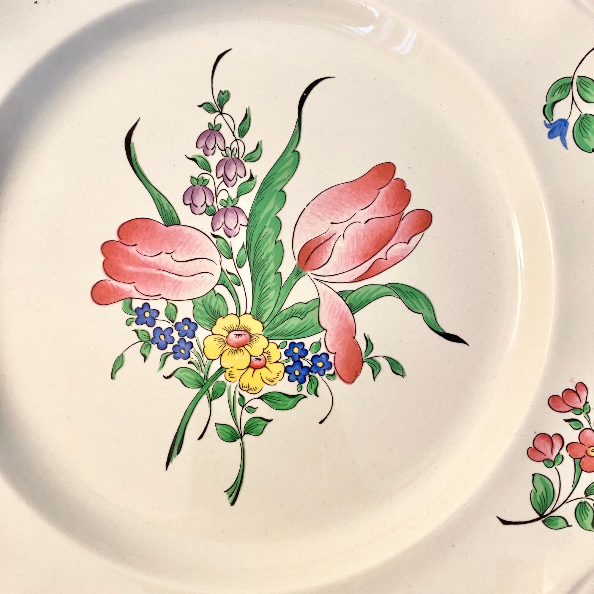 Lot d'assiettes plates Lunéville fleurs (réverbère)