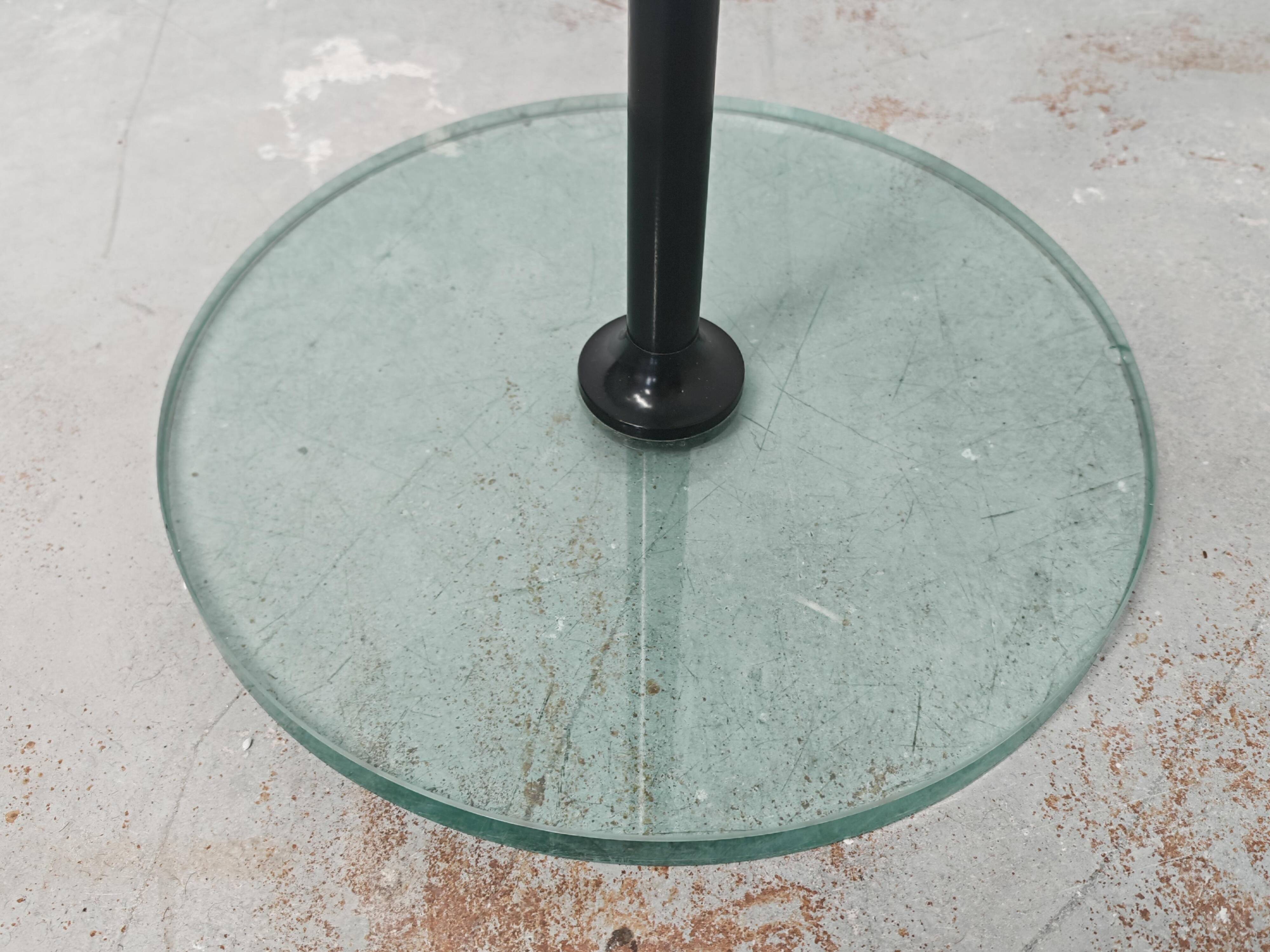 Minimalist round side table in glass by Draenert, 1983
