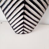Traditional African tribal shield Bamiléké oval, wooden, black white wall decoration