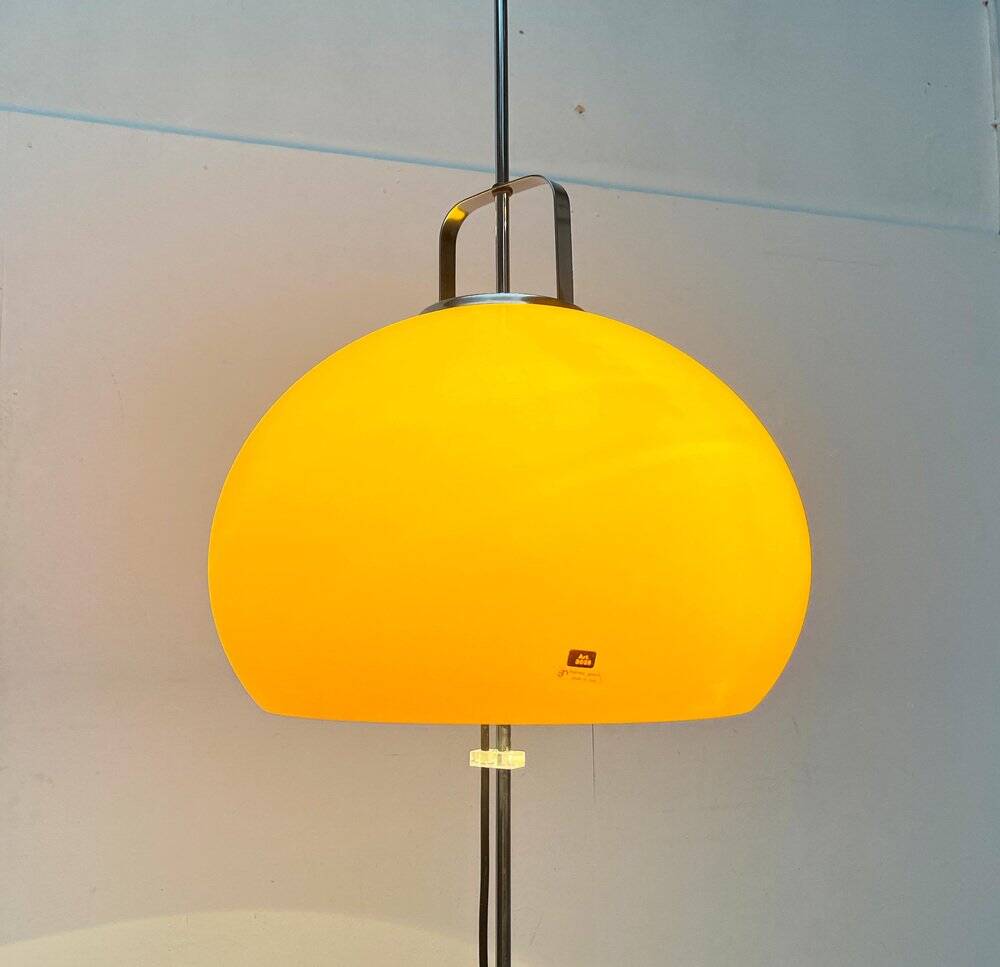 Italian yellow Lucerna floor lamp from the Space Age era, mid-century by Guzzini, 1960s.