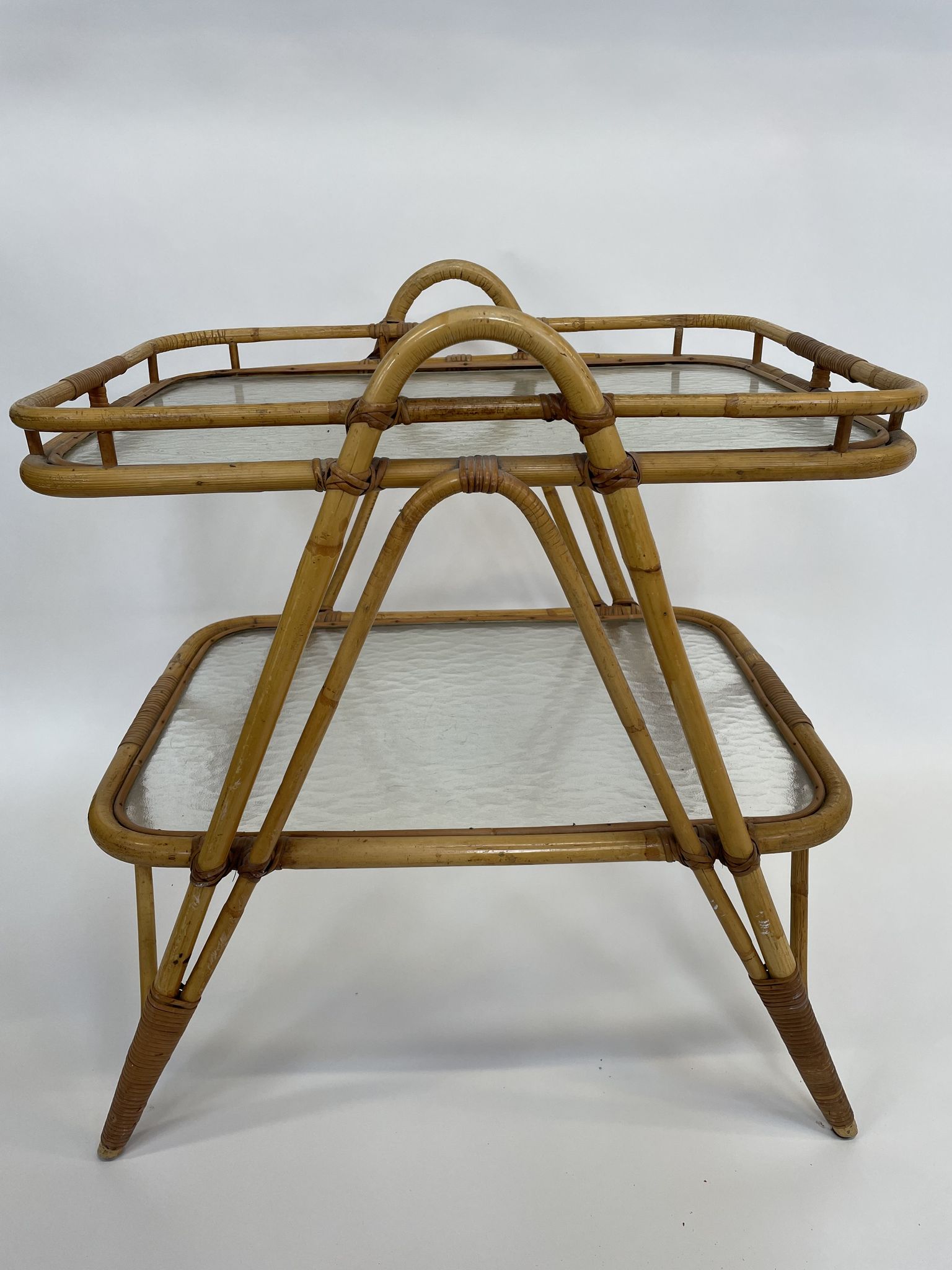 Vintage rattan table side table bamboo rattan 60's