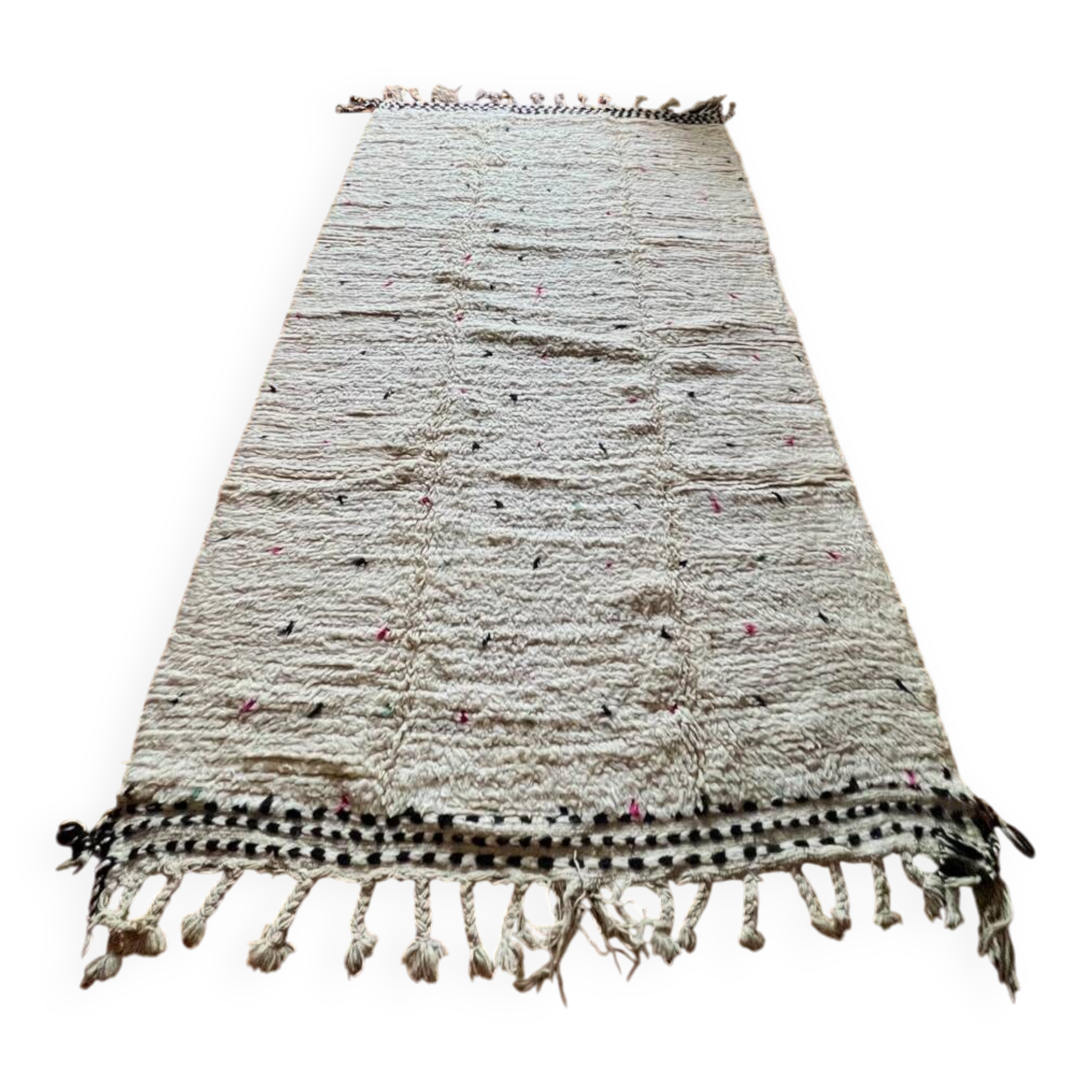 Berber Beni Ouarain handmade rug with colorful polka dots, 100% wool