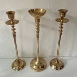 Set of 3 brass candle holders