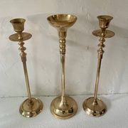 Set of 3 brass candle holders