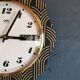 Vintage formica clock silent wall pendulum "Odo black gold"
