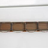 Scandinavian compartmentalized teak and glass tray