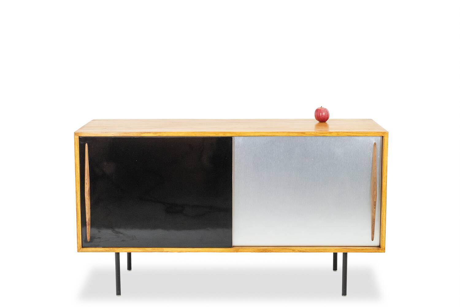 Low ash sideboard with sliding doors. 1960s.