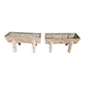 Paire de jardinière en ciment faux bois