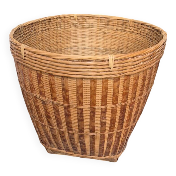 Cache pot XL osier et bambou 1960 — Beyit