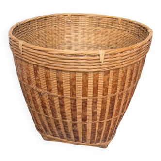 Cache pot XL osier et bambou 1960