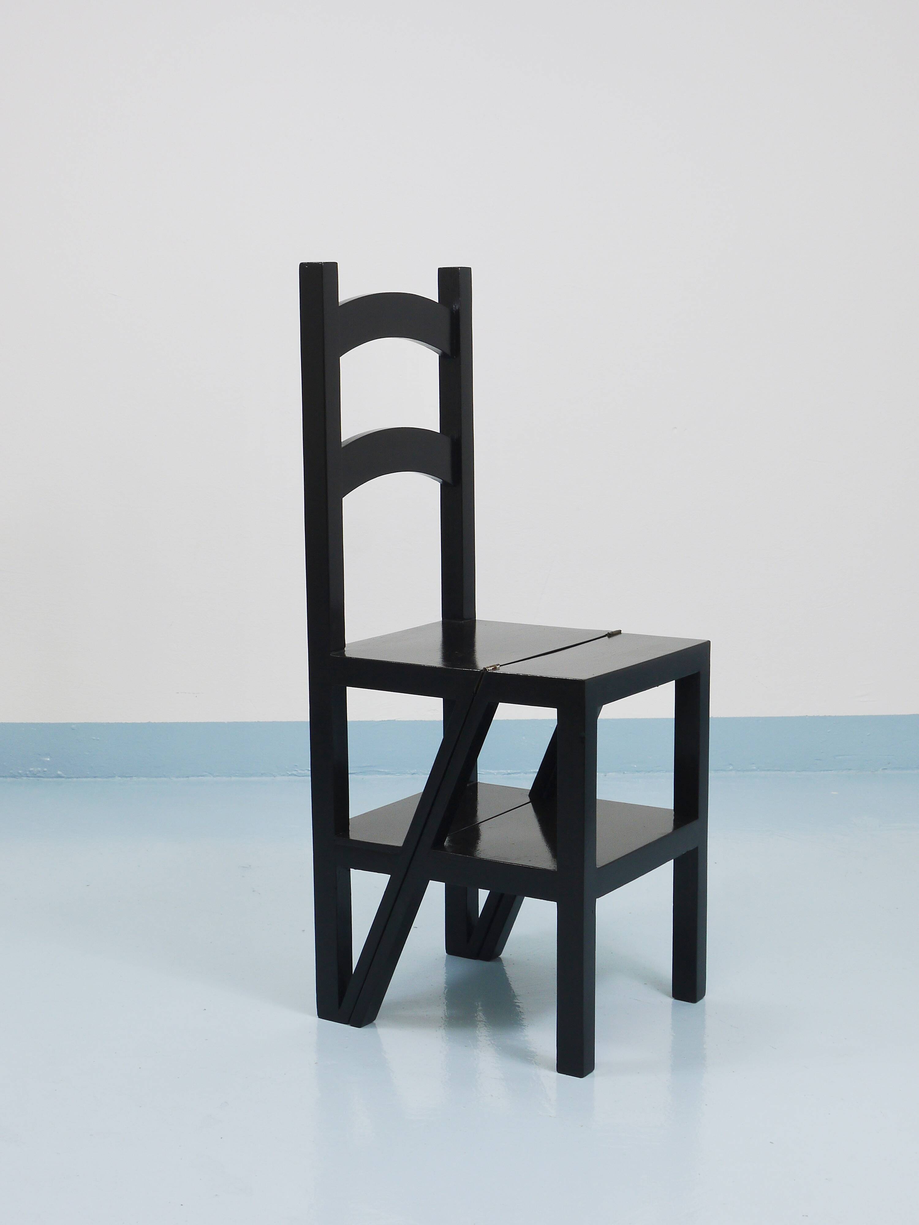 Black Metamorphic Library Steps Folding Ladder Chair, Germany, 1970s