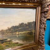 Old landscape painting signed
