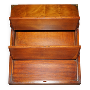 Military desk Harrods in Burr Yew wood with leather, country style.