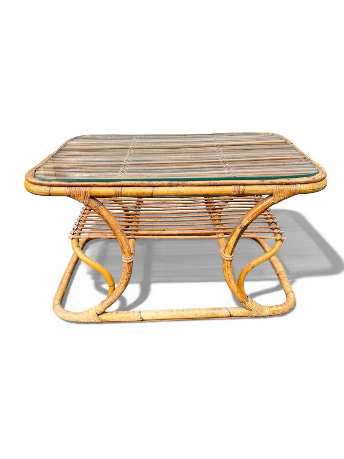 Vintage rattan coffee table – 1950s design