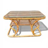 Vintage rattan coffee table – 1950s design