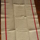 Lot 3 towels linen strips red monograms D J