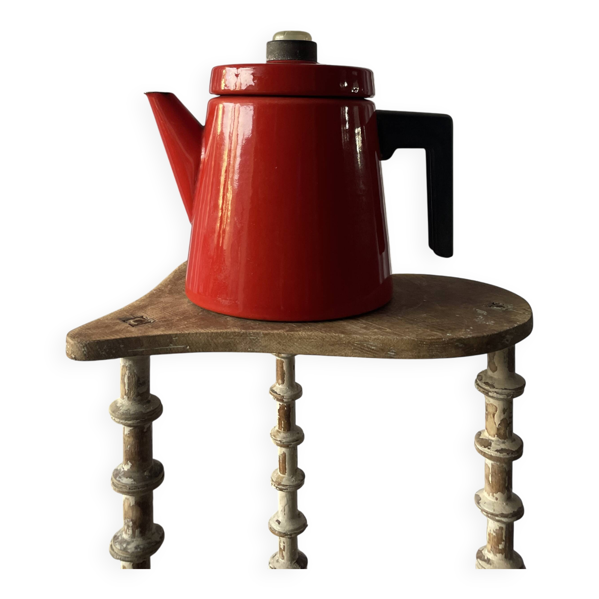 Enamelled Cast Iron Coffee Pot by Antti Nurmesniemi for Finel, 1950