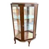 Antique English wooden display cabinet - Curved legs & 3 shelves