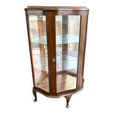 Antique English wooden display cabinet - Curved legs & 3 shelves