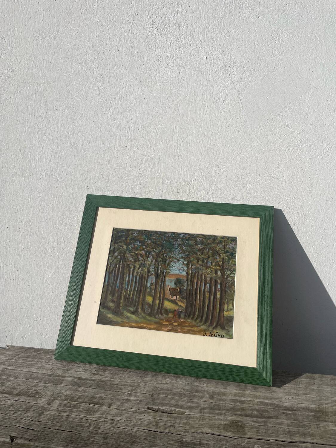 Peinture ancienne paysage breton cadre bois